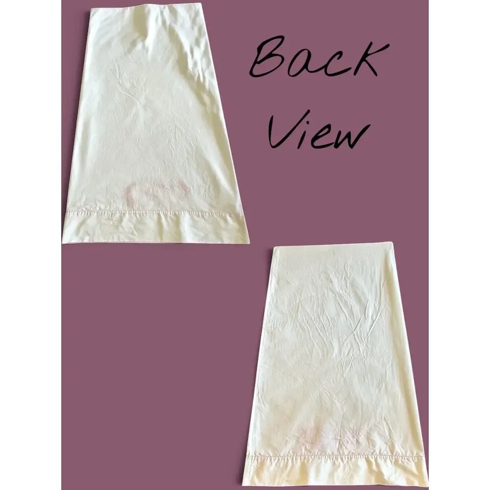 Vintage 1950s Mr Mrs Embroidered Pillowcases-Pink Floral-Wedding-Standard Pair